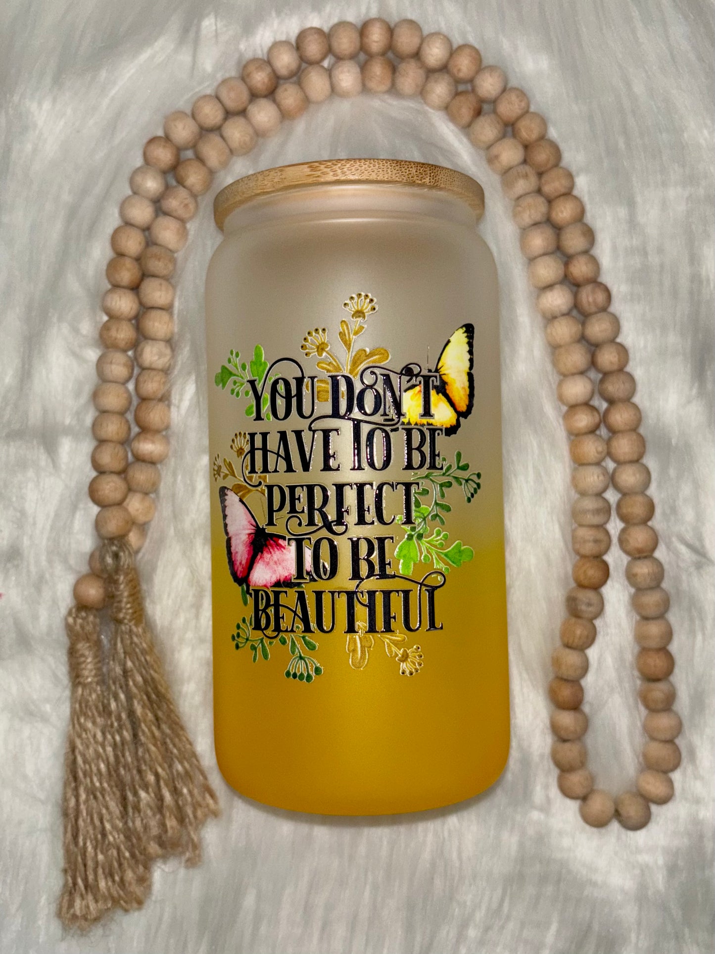 16oz Butterfly Glass Tumbler