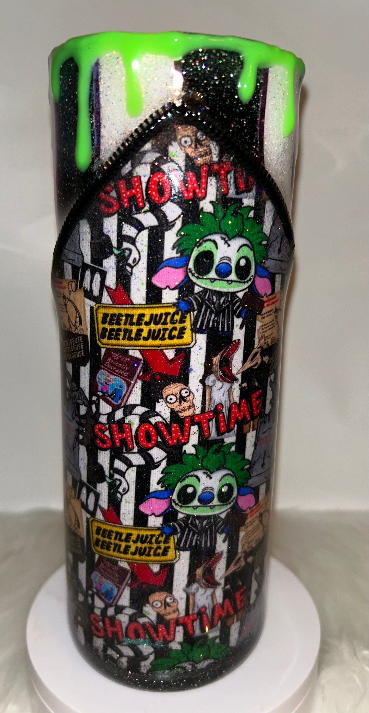 20oz Glow -Blue guy dressed in costume Zippered tumbler