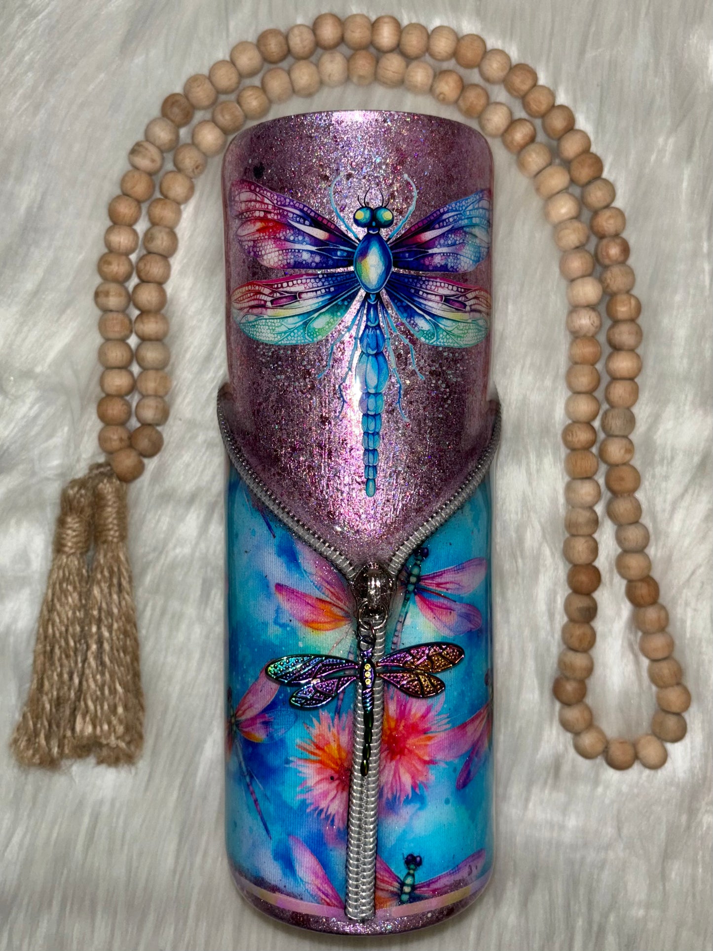 20oz Dragonfly Zipper Tumbler