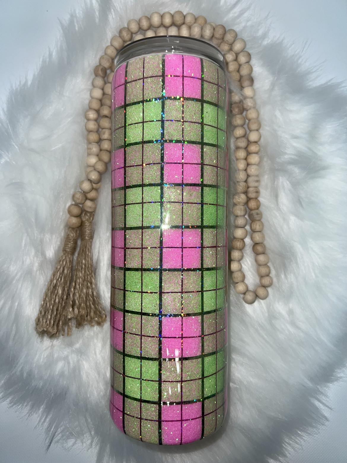 30oz Pink/Green Plaid Tumbler