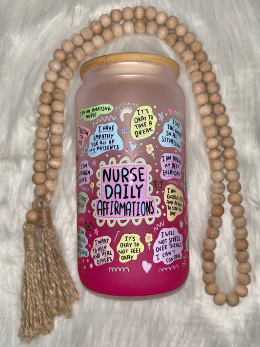 16oz Nurse Affirmations Glass Tumbler