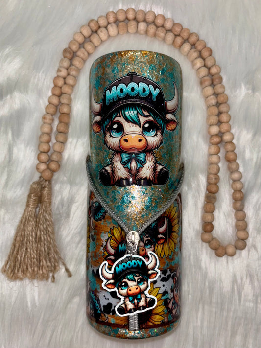 20oz Moody Cow Zipper Tumbler