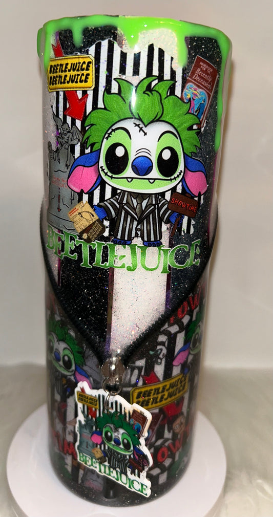 20oz Glow -Blue guy dressed in costume Zippered tumbler